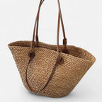 Grand sac à main cabas panier en paille double porté Louna - image 20