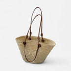 Grand sac à main cabas panier en paille double porté Louna - image 4