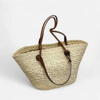 Grand sac à main cabas panier en paille double porté Louna - image 7