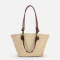 Grand sac à main cabas panier en paille double porté Louna - Blanc - image 1