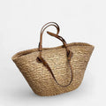 Grand sac à main cabas panier en paille double porté Louna - Marron clair - image 9