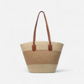 Grand sac à main cabas rayé en paille Aïna - Blanc - image 1