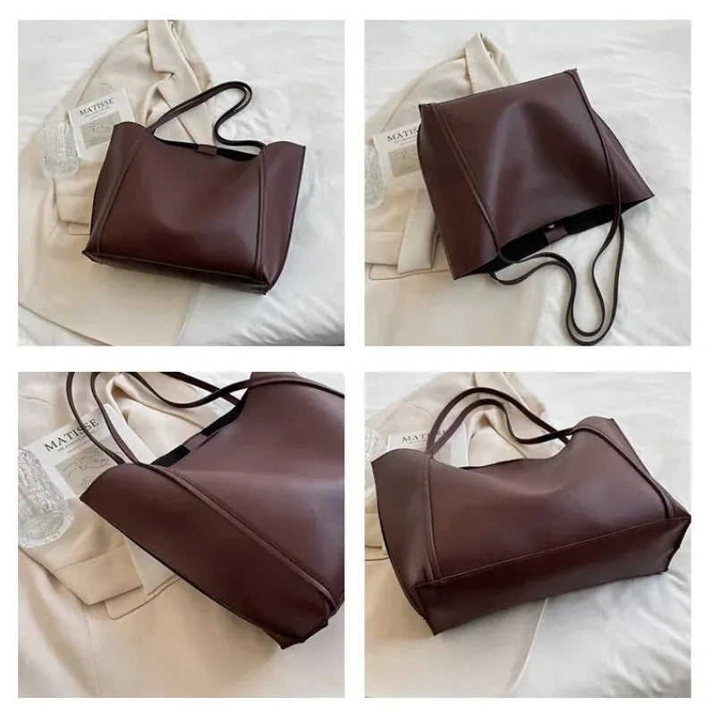 Grand sac à main cabas souple avec pochette assortie Amandine - image 12