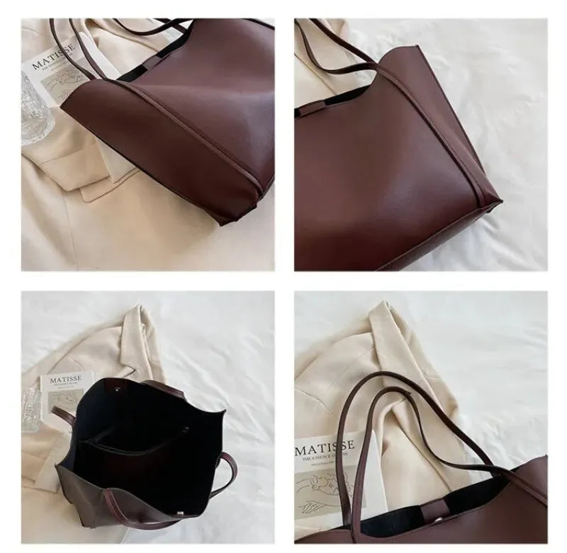 Grand sac à main cabas souple avec pochette assortie Amandine - image 13