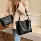 Grand sac à main cabas souple avec pochette assortie Amandine - image 2