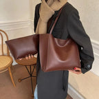 Grand sac à main cabas souple avec pochette assortie Amandine - image 8