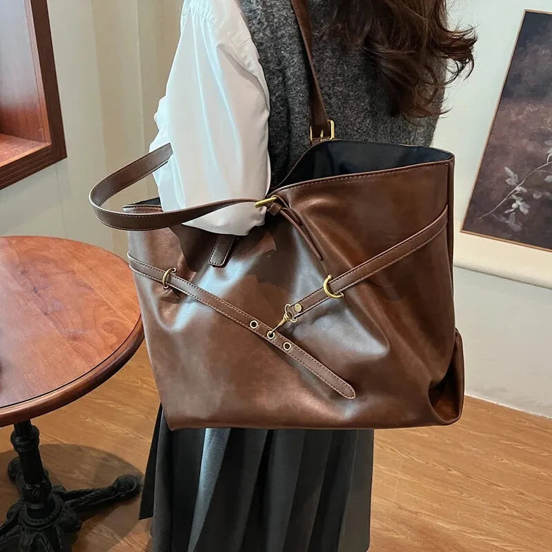 Grand sac à main cabas vintage de cours souple Solène - image 12