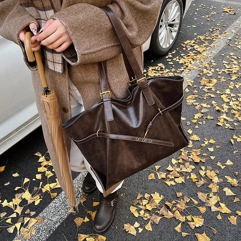 Grand sac à main cabas vintage de cours souple Solène - image 15