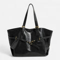 Grand sac à main cabas vintage de cours souple Solène - Noir - image 1