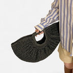 Grand sac à main demi-lune en paille Naïa - image 12