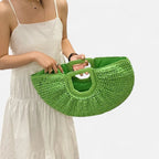 Grand sac à main demi-lune en paille Naïa - image 17