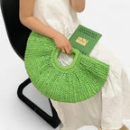 Grand sac à main demi-lune en paille Naïa - image 19