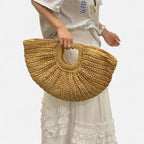 Grand sac à main demi-lune en paille Naïa - image 2