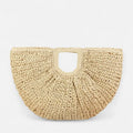 Grand sac à main demi-lune en paille Naïa - Blanc - image 7