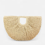 Grand sac à main demi-lune en paille Naïa - Blanc - image 7