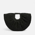 Grand sac à main demi-lune en paille Naïa - Noir - image 11