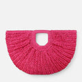 Grand sac à main demi-lune en paille Naïa - Rose fushia - image 20