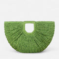 Grand sac à main demi-lune en paille Naïa - Vert clair - image 15