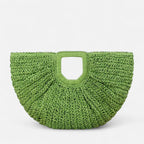 Grand sac à main demi-lune en paille Naïa - Vert clair - image 15