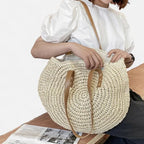 Grand sac à main rond en paille Maëva - image 4