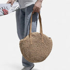 Grand sac à main rond en paille Maëva - image 8