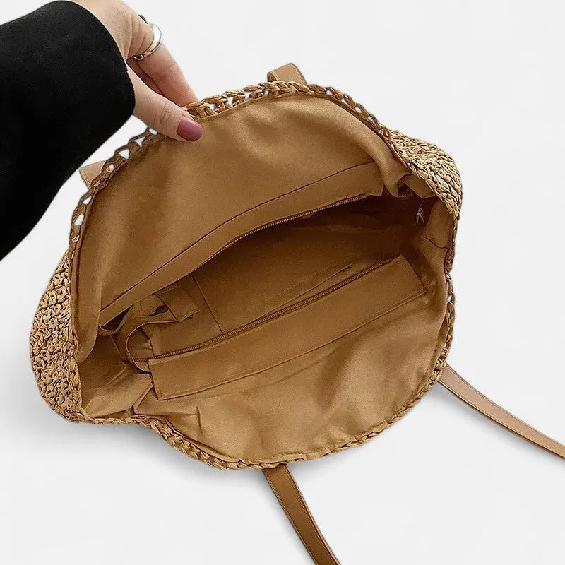 Grand sac à main rond en paille Maëva - image 9