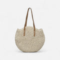 Grand sac à main rond en paille Maëva - Beige - image 1