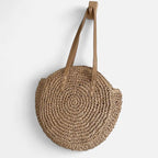 Grand sac à main rond en paille Maëva - Marron clair - image 6