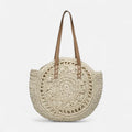 Grand sac à main rond en paille Thaïs - Beige - image 1