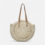 Grand sac à main rond en paille Thaïs - Beige - image 1