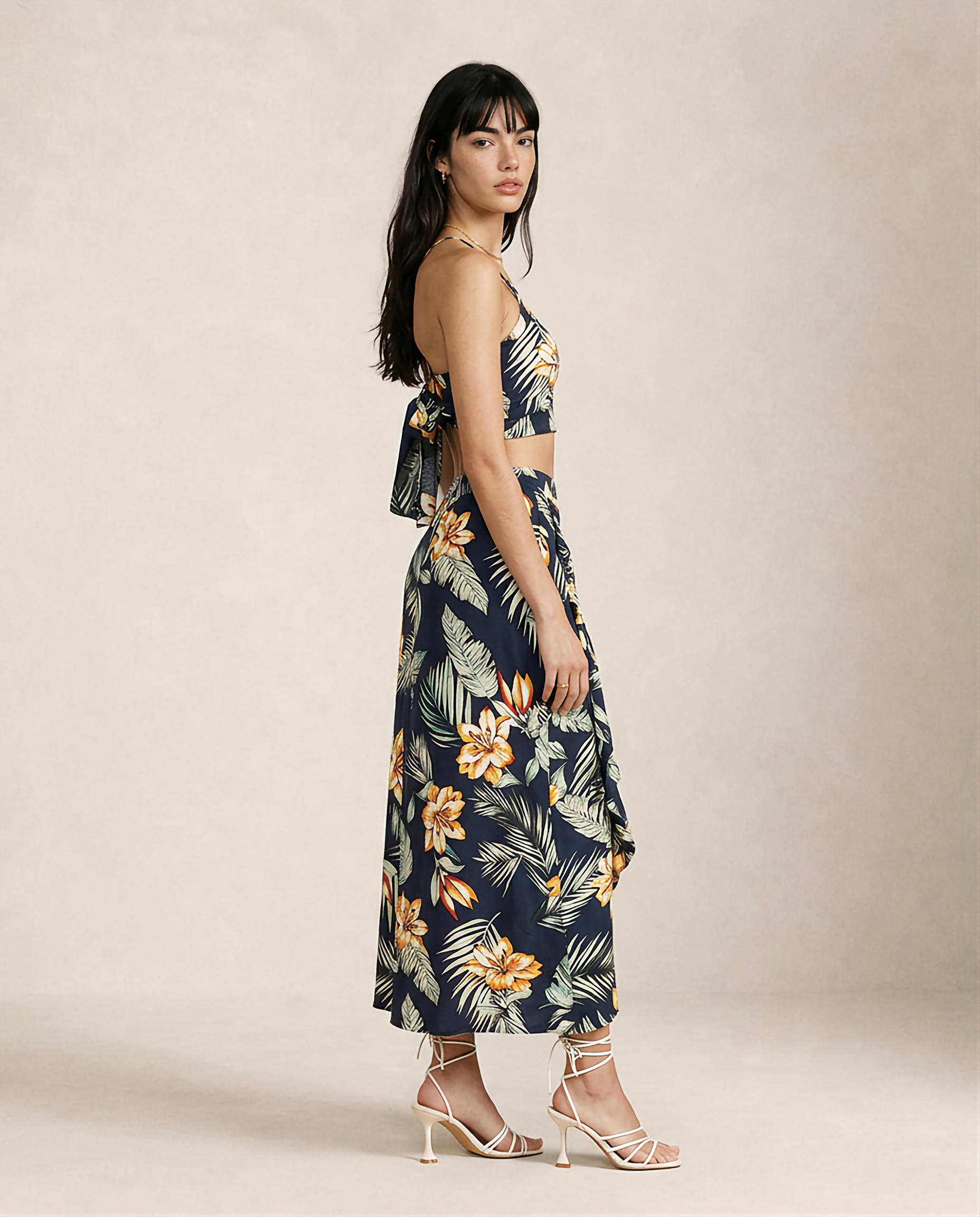 Ensemble Cami Imprimé et Jupe Midi