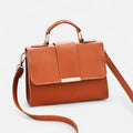 Petit sac à main bandoulière à rabat aux finitions doré Maëlys - Marron - image 8