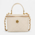 Petit sac à main bandoulière cubique matelassé au finition doré Aurore - Blanc - image 11