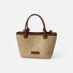 Petit sac à main bandoulière en paille Sienna - Marron clair - image 1