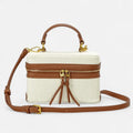 Petit sac à main bandoulière en toile Thaïs - Marron - image 1