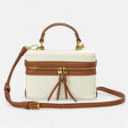 Petit sac à main bandoulière en toile Thaïs - Marron - image 1
