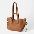Petit sac à main cabas structuré double porté Élise - Marron - image 1