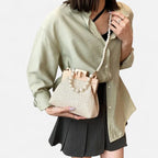 Petit sac à main en paille avec bandoulière et anses en perle Maïa - image 10