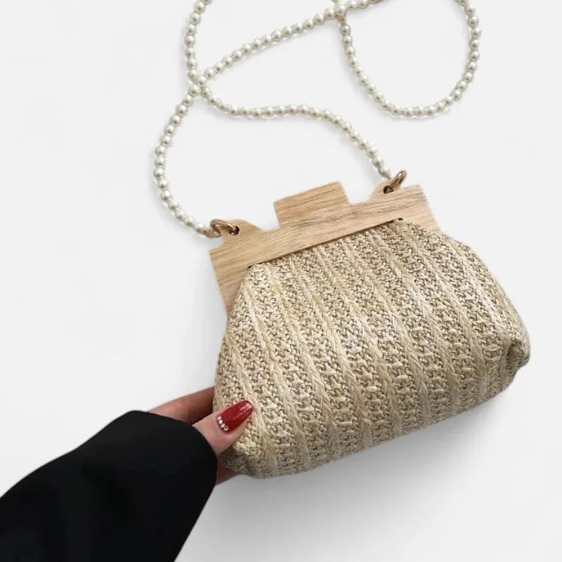 Petit sac à main en paille avec bandoulière et anses en perle Maïa - image 13