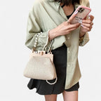 Petit sac à main en paille avec bandoulière et anses en perle Maïa - image 14