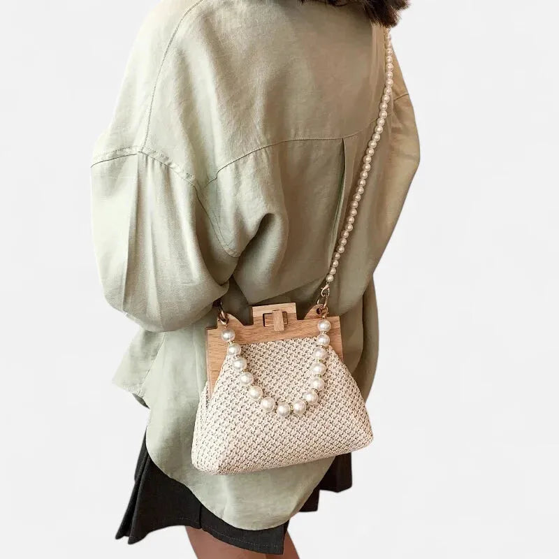 Petit sac à main en paille avec bandoulière et anses en perle Maïa - image 16