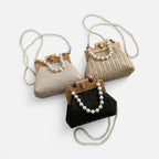 Petit sac à main en paille avec bandoulière et anses en perle Maïa - image 22