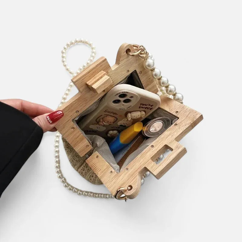 Petit sac à main en paille avec bandoulière et anses en perle Maïa - image 3