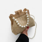 Petit sac à main en paille avec bandoulière et anses en perle Maïa - image 6