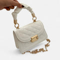 Petit sac à main matelassé à rabat avec bandoulière doré Sophie - Blanc - image 3