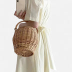 Petit sac à main seau panier en paille tressée Naïs - image 2