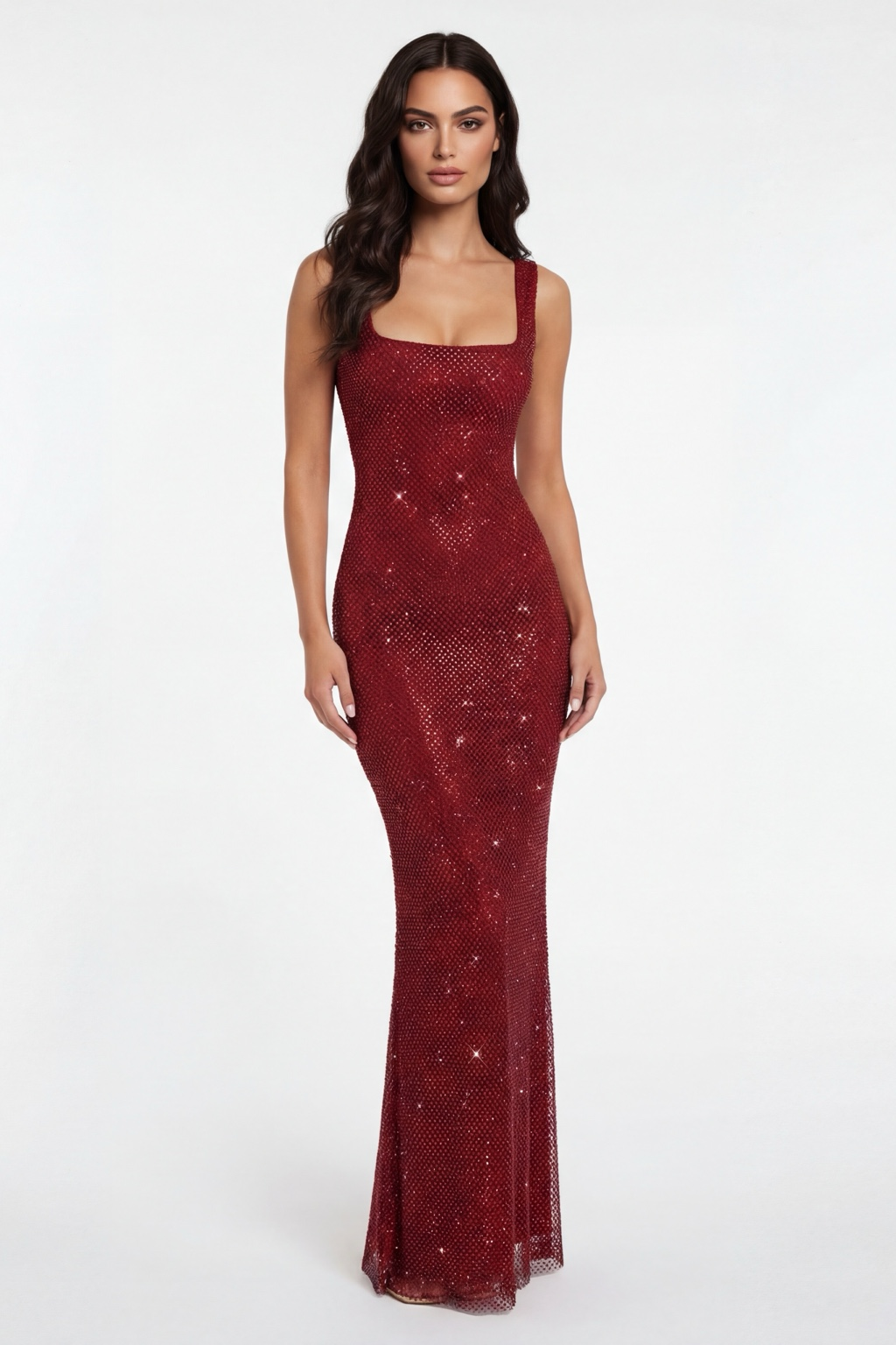 Robe Longue Scintillante Isadora rubis, vue 7