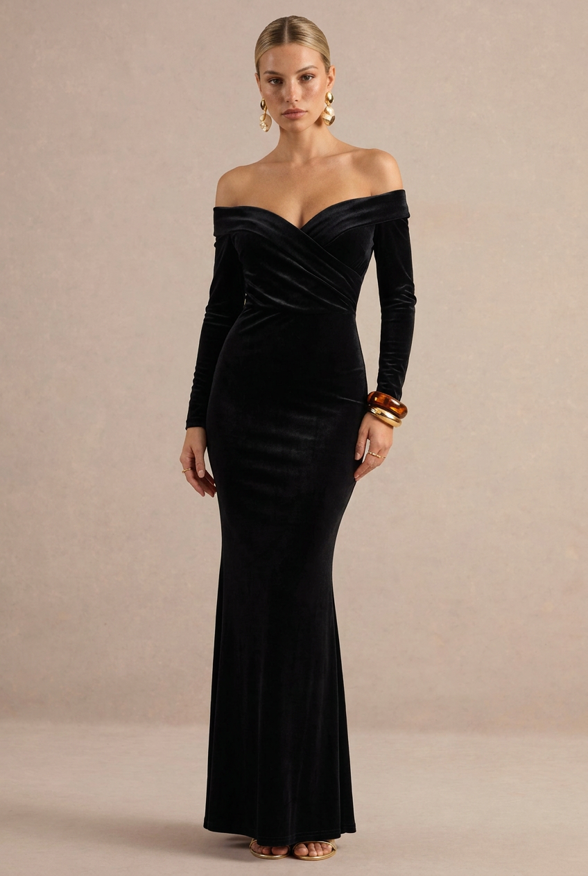 Robe Céleste en velours noir, vue principale