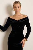 Robe Céleste en velours noir, vue produit 3