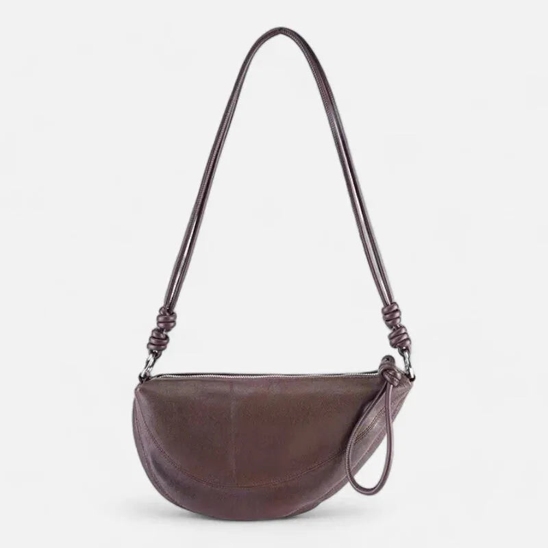 Sac à main banane demi-lune chic Claudine - Café - image 1